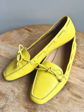 Talbots Women's Size 8M Becca  Yellow Tie Soft Pebble Leather Loafer Flat Shoes
